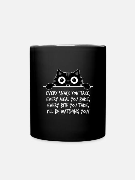 Lustiger Katzen Spruch - Katze Sprüche Dosenöffner - Tasse einfarbig - Schwarz