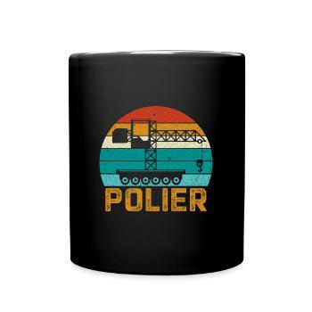 Polier Geschenkidee Baustelle Kran - Tasse einfarbig - Schwarz - Vorne