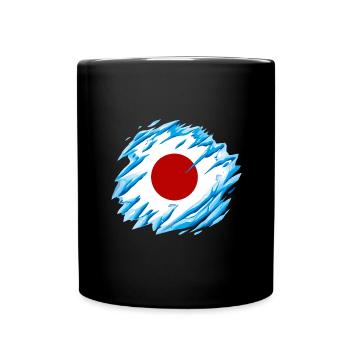 Japan Flag Used Look Nihon Japanese Flag - Full Colour Mug - black - Front