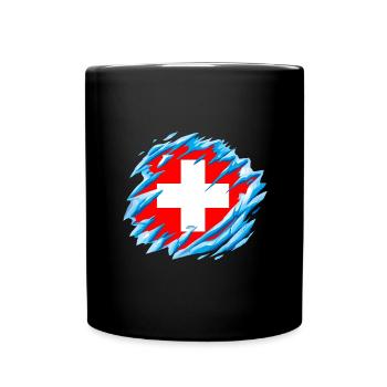 Drapeau Suisse Croix Vintage Look Usé Suisse - Mug uni - noir - Devant