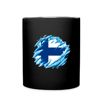 Finland Flag Suomi Finnish Flag Used Look - Full Colour Mug - black - Front