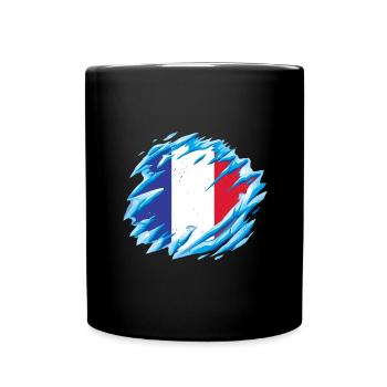 Frankreich Flagge Used Look Französische Fahne - Tasse einfarbig - Schwarz - Vorne