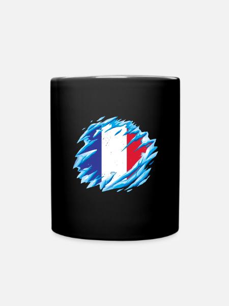 Drapeau de la France Look en détresse Drapeau français - Mug uni - noir