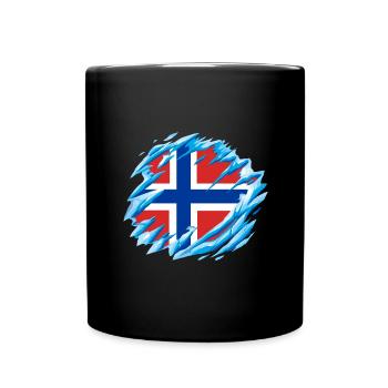 Flag of Norway Scandinavia Norwegian Flag - Full Colour Mug - black - Front