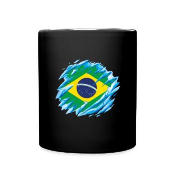 Brazil Flag Brazilian Flag South America - Full Colour Mug - black - Front