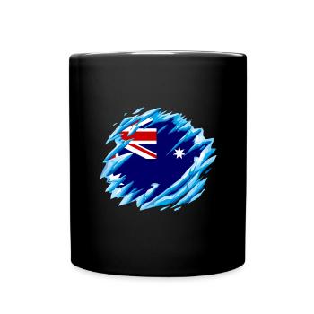 Drapeau de l’Australie sous le drapeau australien - Mug uni - noir - Devant