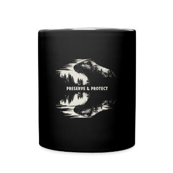 Preserve & Protect Beaver Forest Animal Nature Trees - Full Colour Mug - black - Front
