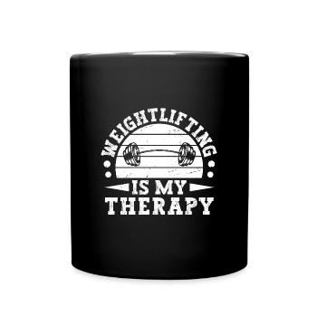 Powerlifting Bodybuilder Weightlifting My Therapy - Full Colour Mug - black - Front