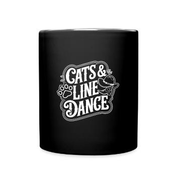Katzen und Line Dance - Tasse einfarbig - Schwarz - Vorne