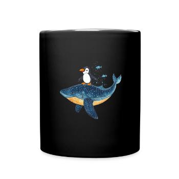 Pingouin, surf, requin-baleine - Mug uni - noir - Devant