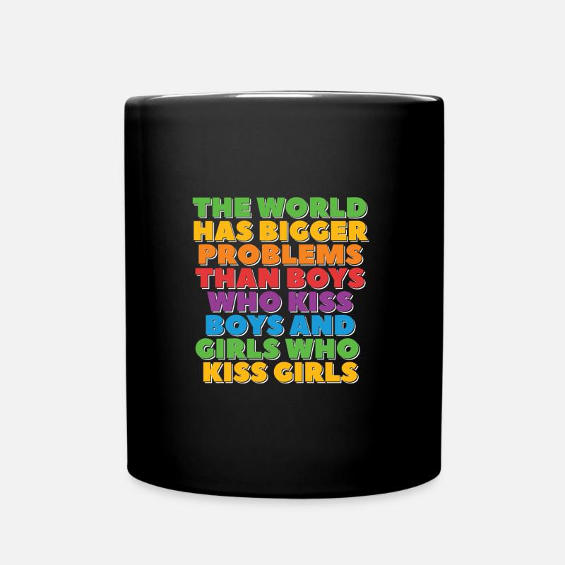 Gay Pride Lesbian LGBT Rainbow Bigger problems - Full Colour Mug - black