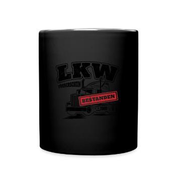 Lkw Führerschein Bestanden Trucker Brummi - Tasse einfarbig - Schwarz - Vorne