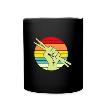 Retro Sunset Drummer Drumstick Musician - Tasse einfarbig - Schwarz - Vorne