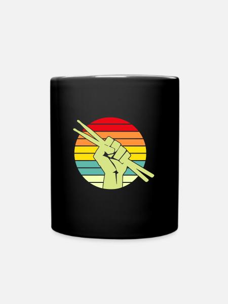 Retro Sunset Drummer Drumstick Musicien - Mug uni - noir