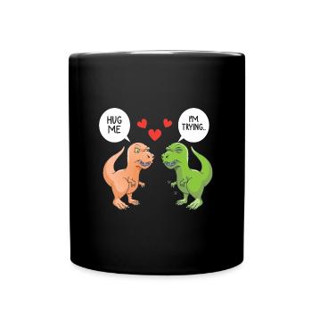 Funny Dino Valentine Clothes Gift for Him Her - Full Colour Mug - black - Front
