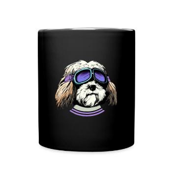 Drôle de chien havanais Pilote Chien Cadeau Rétro - Mug uni - noir - Devant