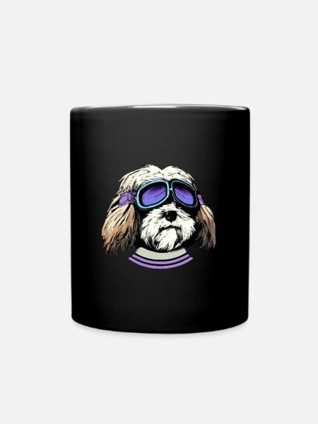 Lustiger Havaneser Hundepilot Hund Geschenk Retro - Tasse einfarbig - Schwarz