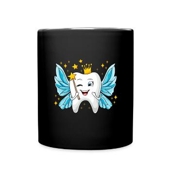 Zahnfee Karneval Kostüm Mädchen Fasching Zahn Fee - Tasse einfarbig - Schwarz - Vorne