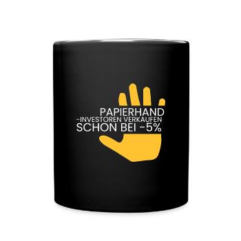 Papierhände verkaufen sofort - Tasse einfarbig - Schwarz - Vorne