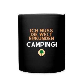 Ich muss die Welt erkunden - Tasse einfarbig - Schwarz - Vorne