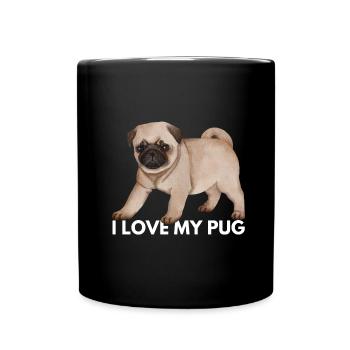 J’aime mon carlin - Chien drôle mignon kawaii - Mug uni - noir - Devant