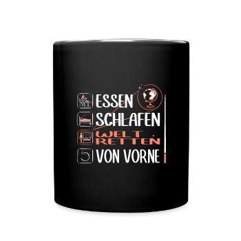 "Super Lehrerin" rettet die Welt. Geschenkidee - Tasse einfarbig - Schwarz - Vorne