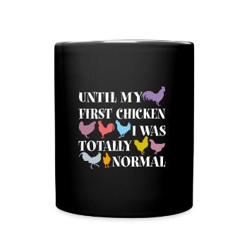 Chicken silhouettes and chicken saying - Full Colour Mug - black - Front