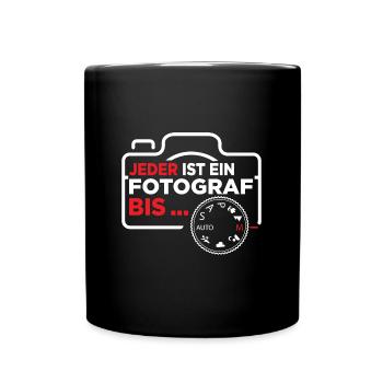 Jeder ist ein Fotograf Kamera - Tasse einfarbig - Schwarz - Vorne