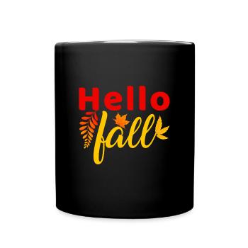 Herbst Hello Fall - Tasse einfarbig - Schwarz - Vorne