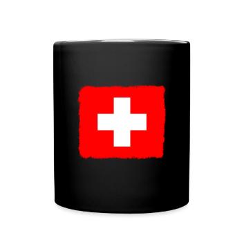 Drapeau de la Suisse Vintage Croix Utilisé Look Suisse - Mug uni - noir - Devant