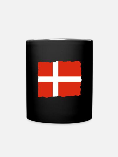 Dänemark Flagge Skandinavien Dänische Flagge Reise - Ensfarvet krus - sort