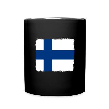 Finland Flag Suomi Finnish Flag Used Look - Full Colour Mug - black - Front