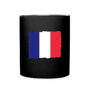 Frankreich Flagge Used Look Französische Fahne - Tasse einfarbig - Schwarz - Vorne