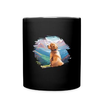 Cute puppy on mountain - dog love and hiker - Full Colour Mug - black - Front