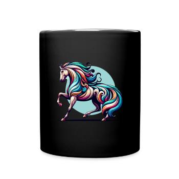Bunte Pferdekunst - Tasse einfarbig - Schwarz - Vorne