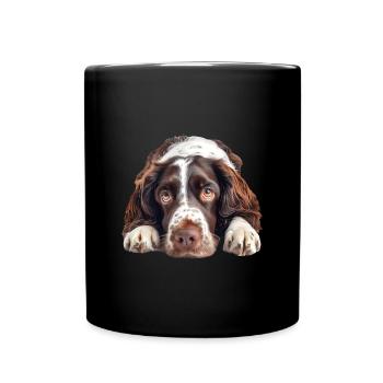 English Springer Spaniel - Tasse einfarbig - Schwarz - Vorne