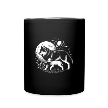 Wolf and lamb, we can all be friends - Full Colour Mug - black - Front