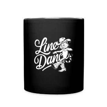 Line Dance Katze ich liebe Katzen und Line Dance - Tasse einfarbig - Schwarz - Vorne