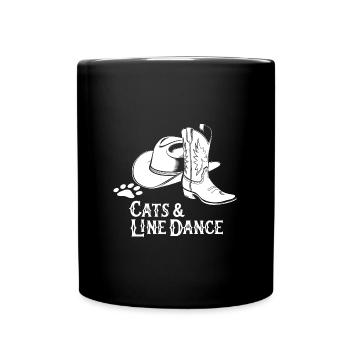 Katzen und Line Dance. Perfekt für die Katzenmama - Tasse einfarbig - Schwarz - Vorne