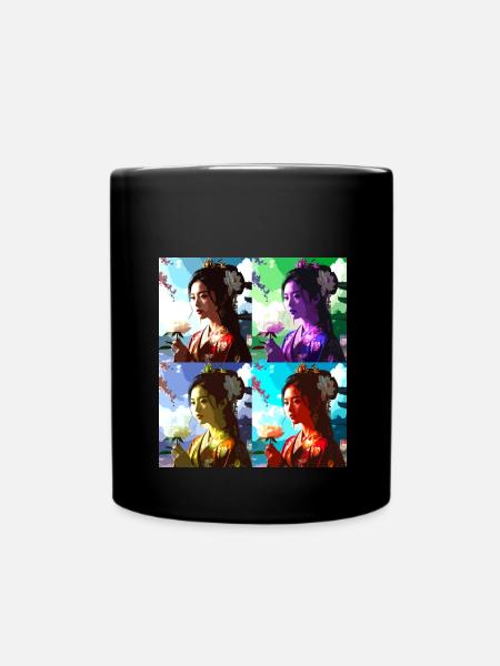 Geisha, Warhol, coloré, asiatique, Japon - Mug uni - noir
