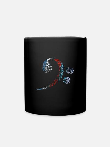 Bassschlüssel, Bass Clef vintage distressed - Tasse einfarbig - Schwarz