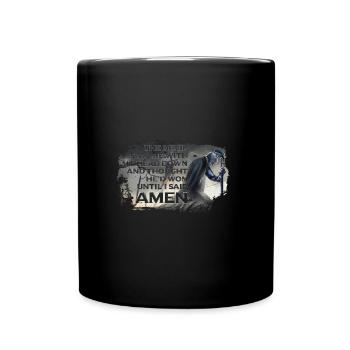 Kampf Teufel Amen Krieger Spruch Kreuzritter - Tasse einfarbig - Schwarz - Vorne