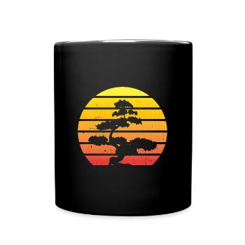 Bonsaï rétro vintage japonais arbre jardinier cadeau - Mug uni - noir - Devant