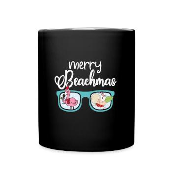 Merry Beachmas, Christmas in July, Xmas in Julyy - Full Colour Mug - black - Front