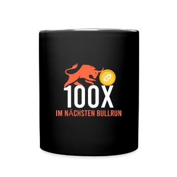 100x im nächsten Bullrun - Tasse einfarbig - Schwarz - Vorne