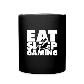 Eat. Sleep. Gaming. - Gamer Spruch mit Panda - Tasse einfarbig - Schwarz - Vorne
