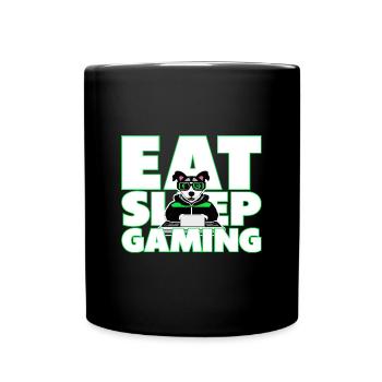 Eat. Sleep. Gaming. - Gamer Spruch mit Hund - Tasse einfarbig - Schwarz - Vorne