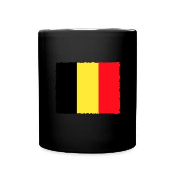 Belgium Flag Vintage Belgian Flag Distressed Look - Full Colour Mug - black - Front