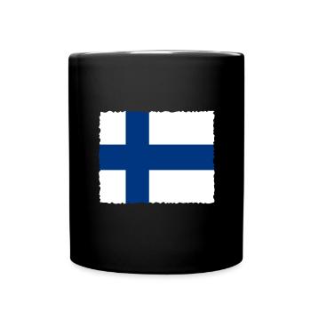 Finland Flag Suomi Finnish Flag Used Look - Full Colour Mug - black - Front