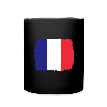 Frankreich Flagge Used Look Französische Fahne - Tasse einfarbig - Schwarz - Vorne